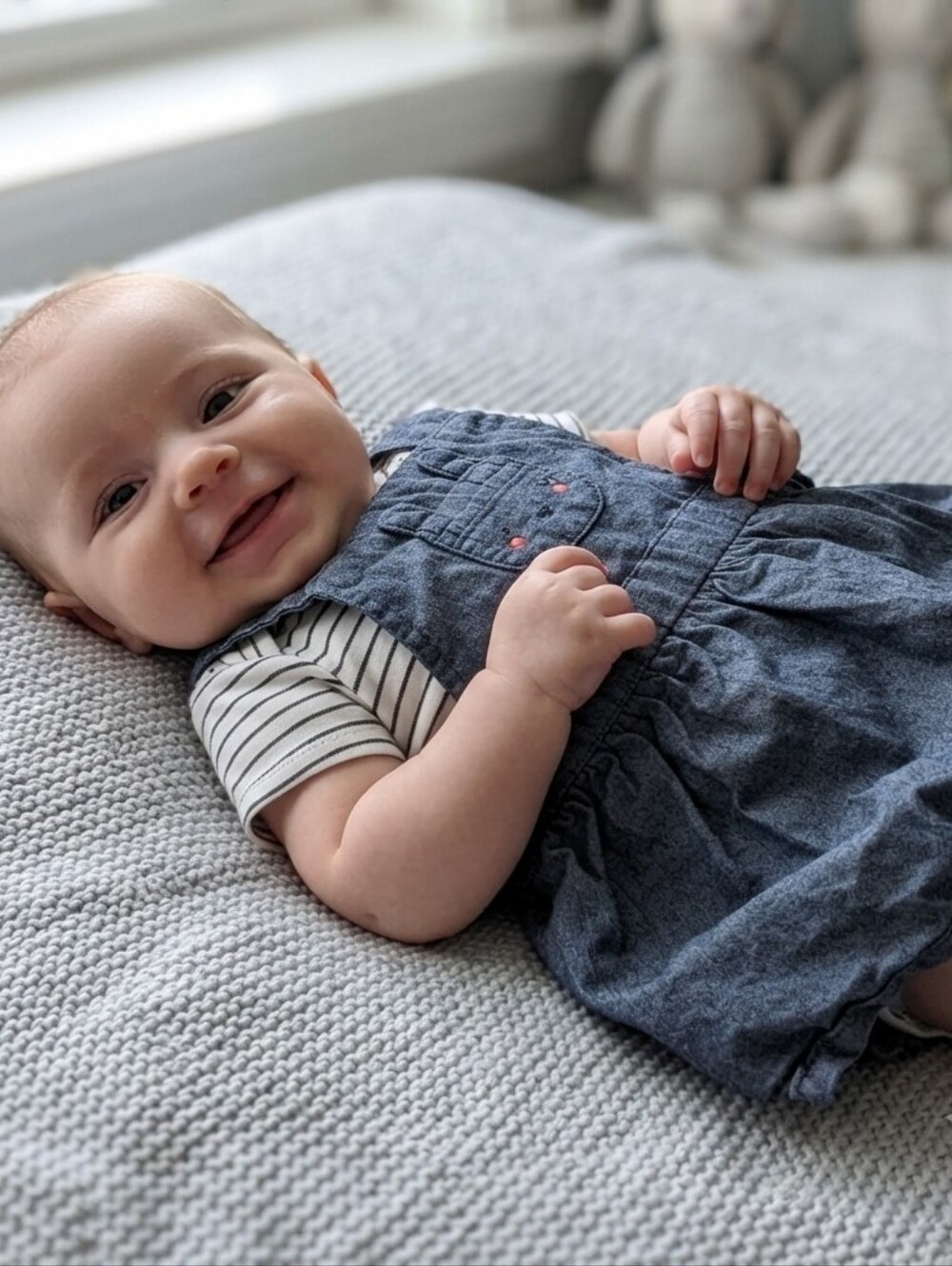 Carter's 6M Striped Onesie and Denim Dress Set